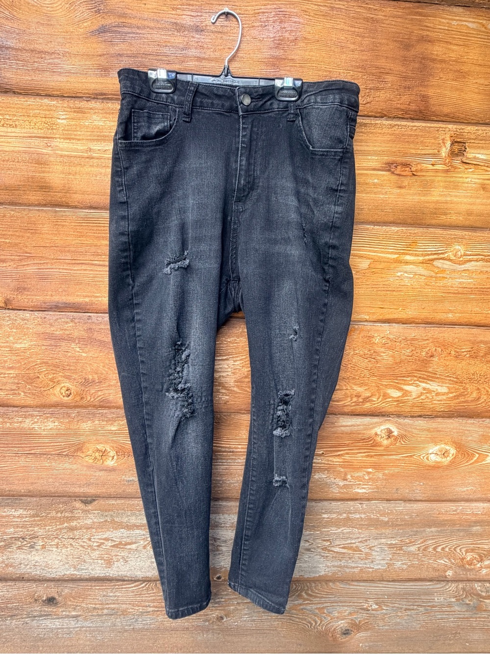 SHEIN Black Distressed High-Rise Skinny Jeans